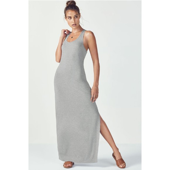 Fabletics Dresses & Skirts - *New* Fabletics Iliana Maxi Dress Heather Grey Racerback Scoop Neck Stretchy WS